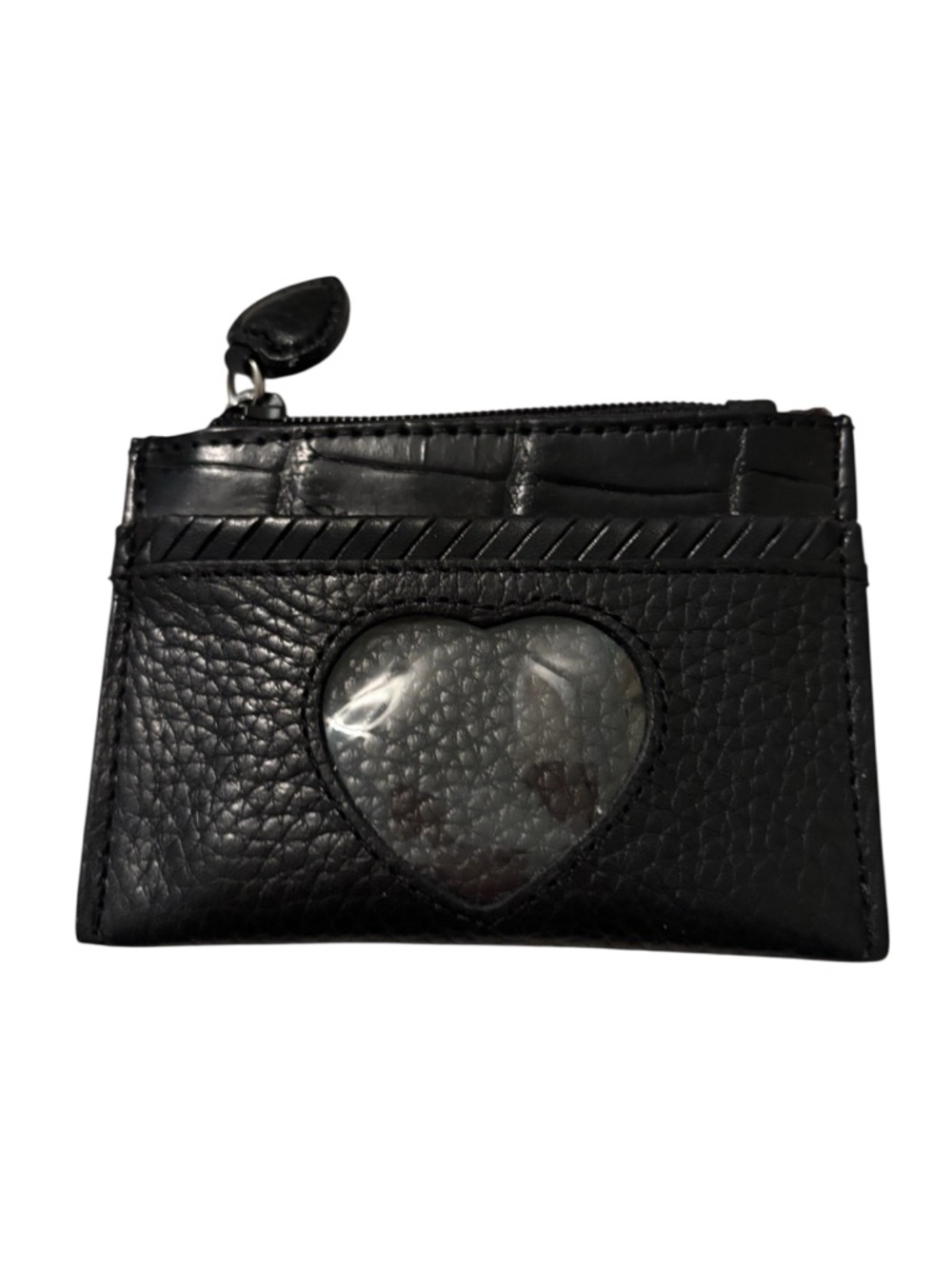 Brighton Black Leather Heart ID Card & Key Holder